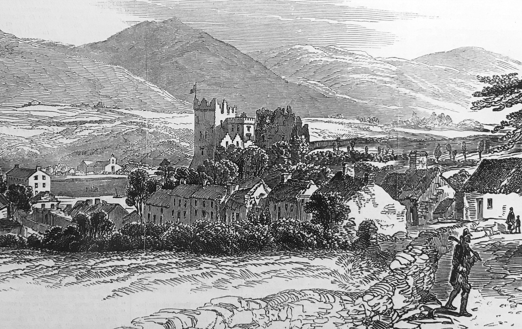 Nineteenth-century engraving of Ardfinnan village and castle